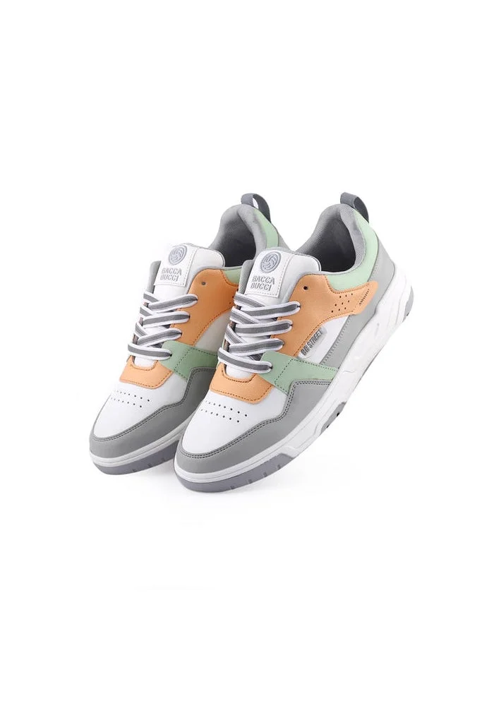 Bacca Bucci Grey and White Urban Genesis 1.0 The Pinnacle of Street-Smart Elegance with Breathable Perforated Design Sneakers for Men | Best Price UAE